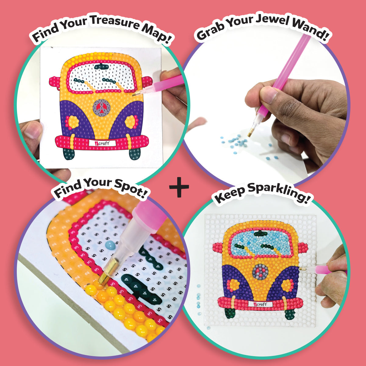 iCraft Kids Diamond Painting Kit - Creative Craft with Gems iCraft